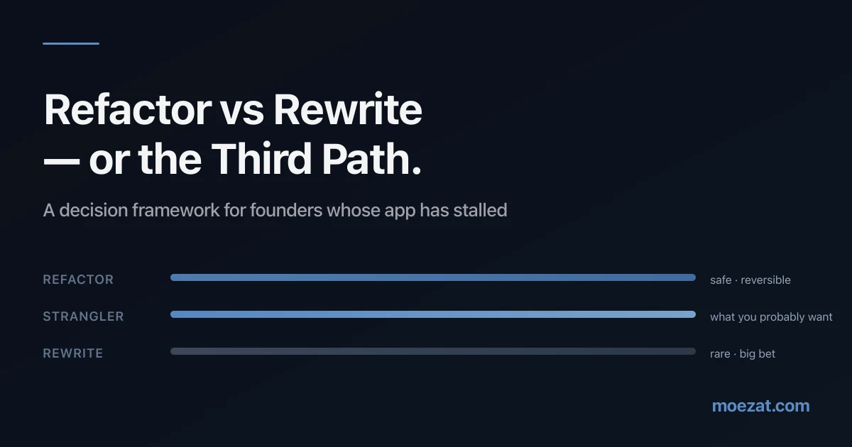 Refactor vs Rewrite: A Founder's Decision Framework When Your App Stalls
